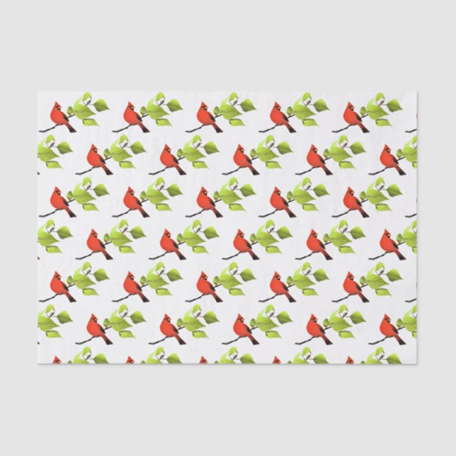 Cardinal Bird Red  Tissue Paper (Front)