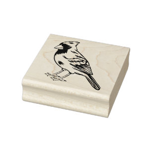 Cardinal Bird Rubber Stamp