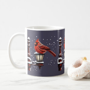 Cardinal Bird Sat On A Snow Covered Street Lantern Coffee Mug