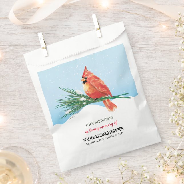Cardinal Bird Seed Packet Funeral Memorial Favour Bags (Clipped)
