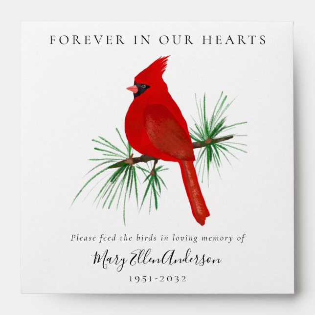 Cardinal Bird Seed Packet Memorial Funeral  Envelo Envelope (Front)