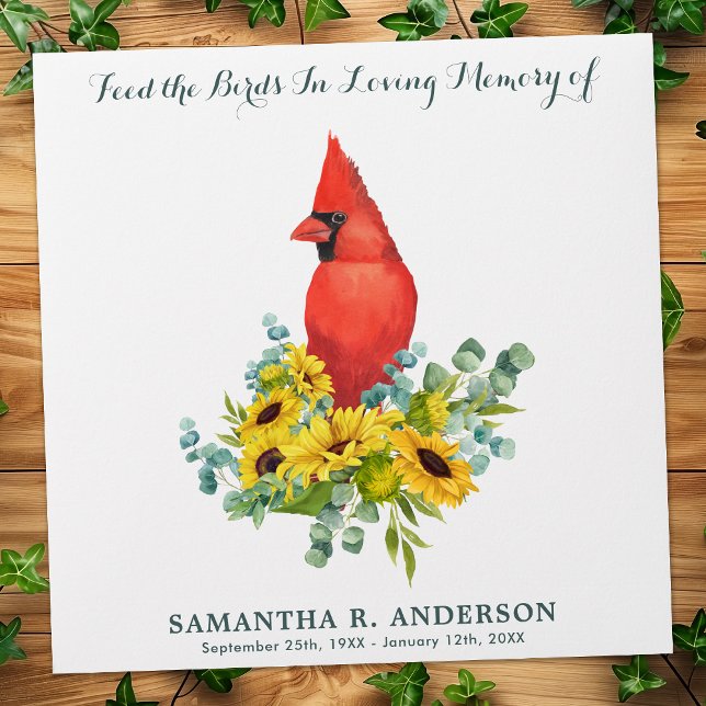 Cardinal Bird Seed Packet Memorial Gift Funeral Envelope (Creator Uploaded)