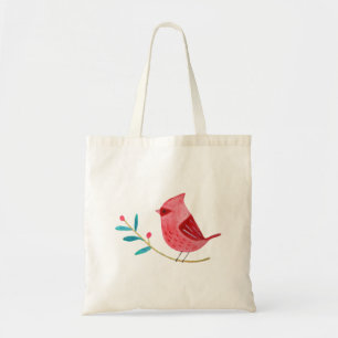 Cardinal Bird Watercolor art Cute little red bird  Tote Bag
