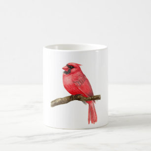 Cardinal bird watercolor coffee mug