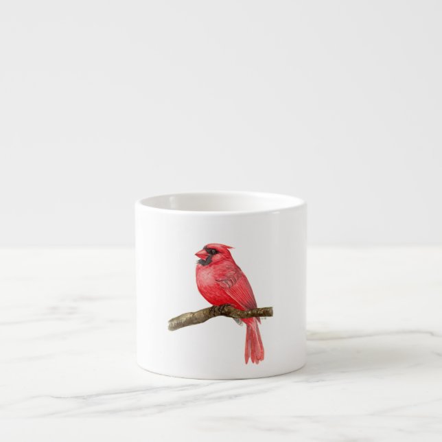 Cardinal bird watercolor espresso cup (Front)