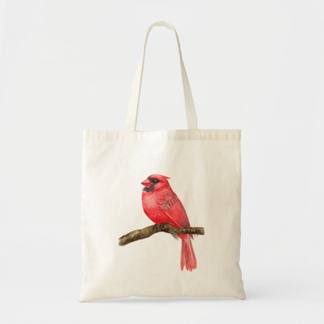 Cardinal bird watercolor tote bag (Front)