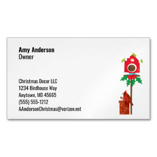 Cardinal Bird Winter Theme Seven Line Custom Magnetic Business Card