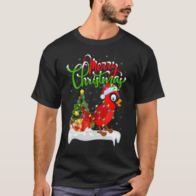 Cardinal Bird  Xmas Decoration Santa Cardinal Chri T-Shirt (Front)