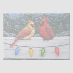Cardinal Birds and Christmas Lights Tissue Paper