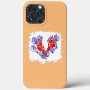 Cardinal birds and Orchid flower watercolor iPhone 13 Pro Max Case