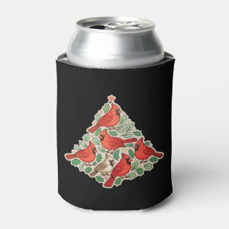Cardinal Birds Christmas Tree Xmas Holiday Family Can Cooler