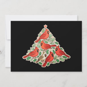 Cardinal Birds Christmas Tree Xmas Holiday Family Card