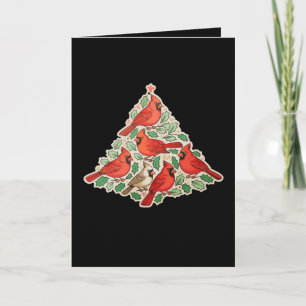 Cardinal Birds Christmas Tree Xmas Holiday Family Card