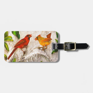 Cardinal birds luggage tag