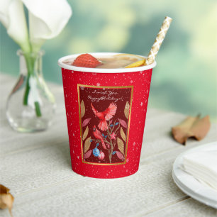 Cardinal Birds on the Christmas Tree Customise Paper Cups