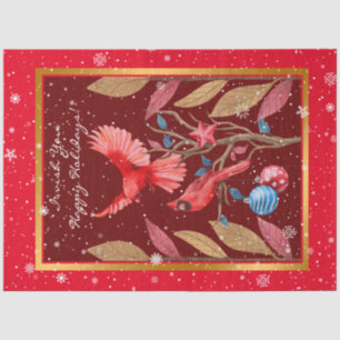 Cardinal Birds on the Christmas Tree Customise Tissue Paper