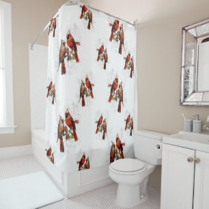 Cardinal birds shower curtain