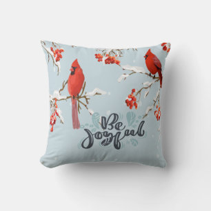Cardinal Birds Tree Snow Cushion