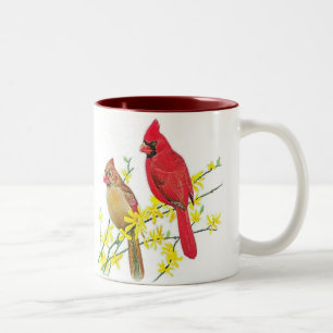 CARDINAL BIRDS Two-Tone COFFEE MUG