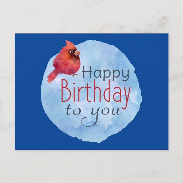 Cardinal Birthday Postcard (Front)