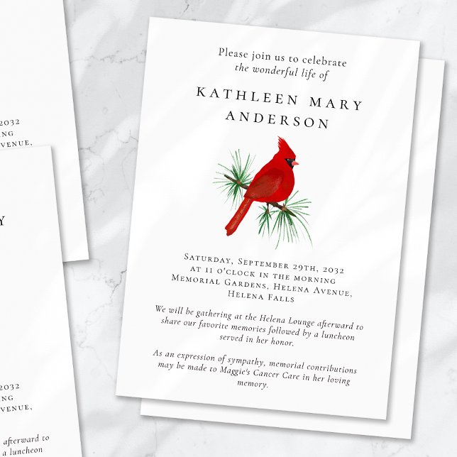 Cardinal Celebration of Life Funeral Invitation (Creator Uploaded)