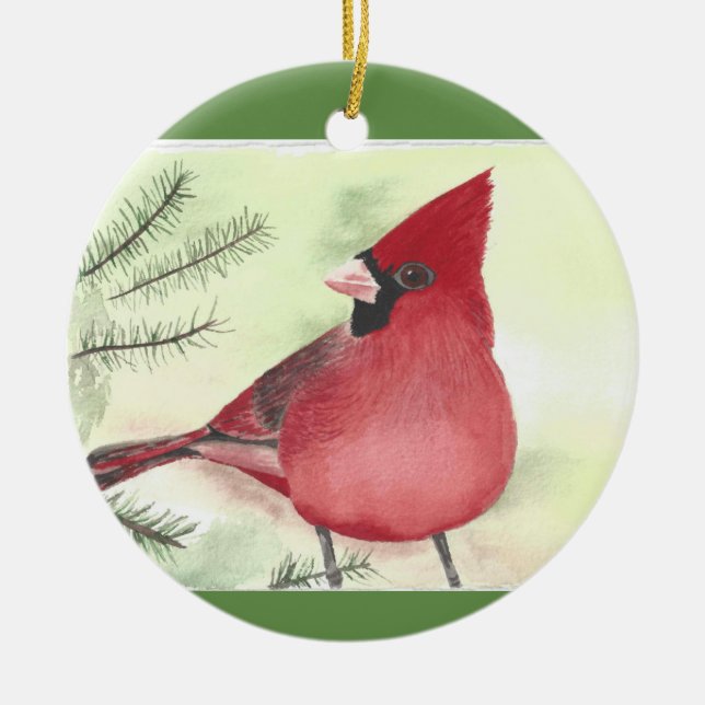 Cardinal Ceramic Christmas Ornament (Front)
