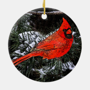 Cardinal Ceramic Tree Decoration