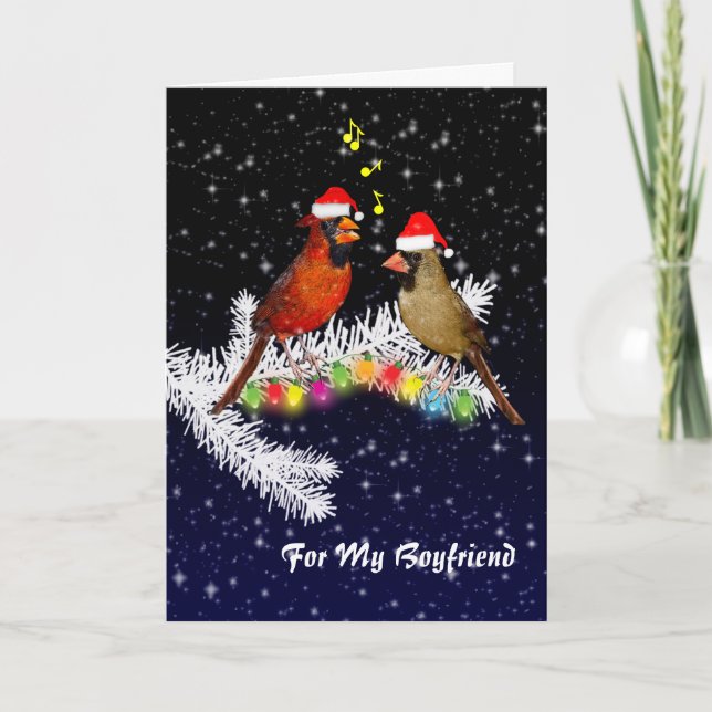 Cardinal Christmas Boyfriend (enter your message) Card (Front)