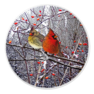 Cardinal Christmas Knob
