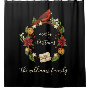 Cardinal Christmas Shower Curtain