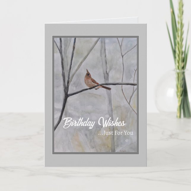 Cardinal Country Winter Birthday Card (Front)