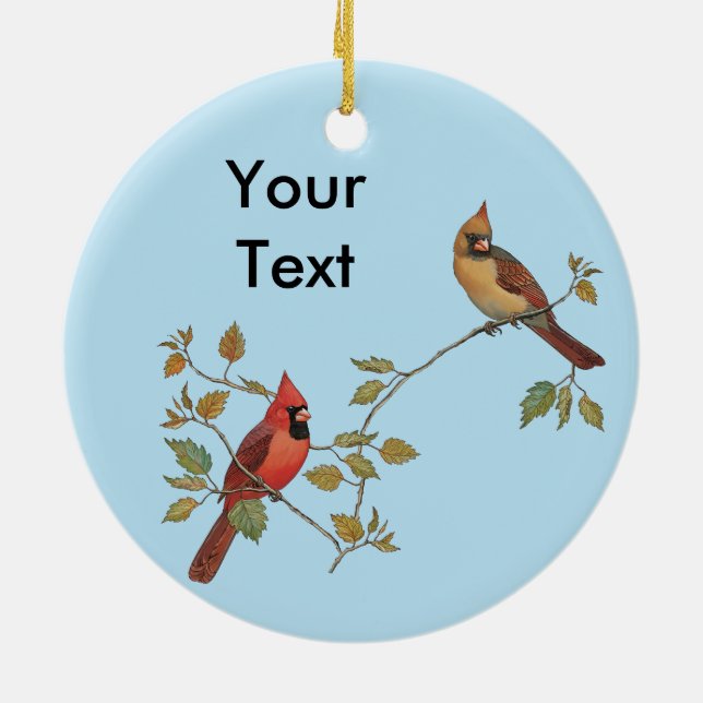 Cardinal Couple Ceramic Tree Decoration (Back)