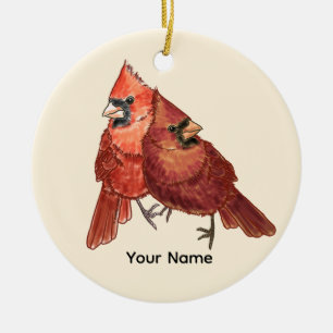 Cardinal Couple Ceramic Tree Decoration