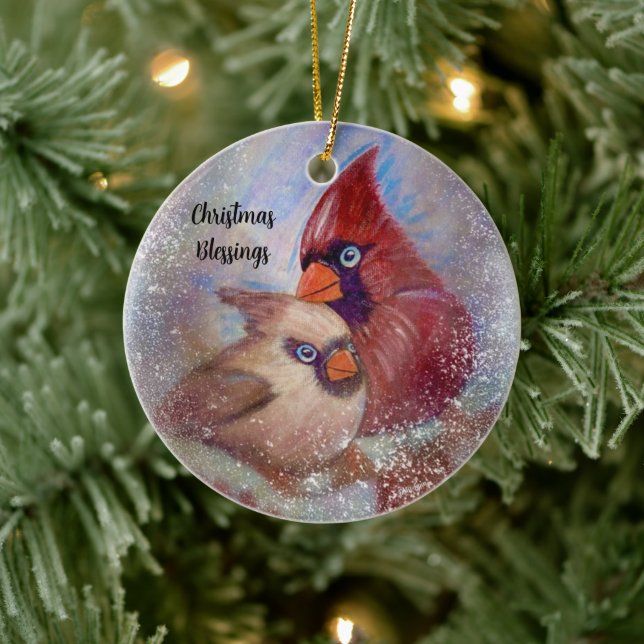 Cardinal Customizable Ornament art painting (Tree)