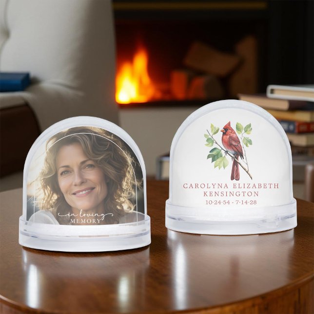 Cardinal Elegant Memorial Photo Tribute Snowglobe (Cardinal Elegant Memorial Photo Tribute Snow Globe)