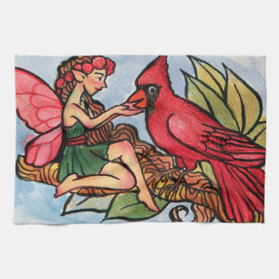 Cardinal Fairy                                     Tea Towel