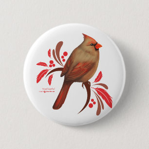 Cardinal-Female 6 Cm Round Badge