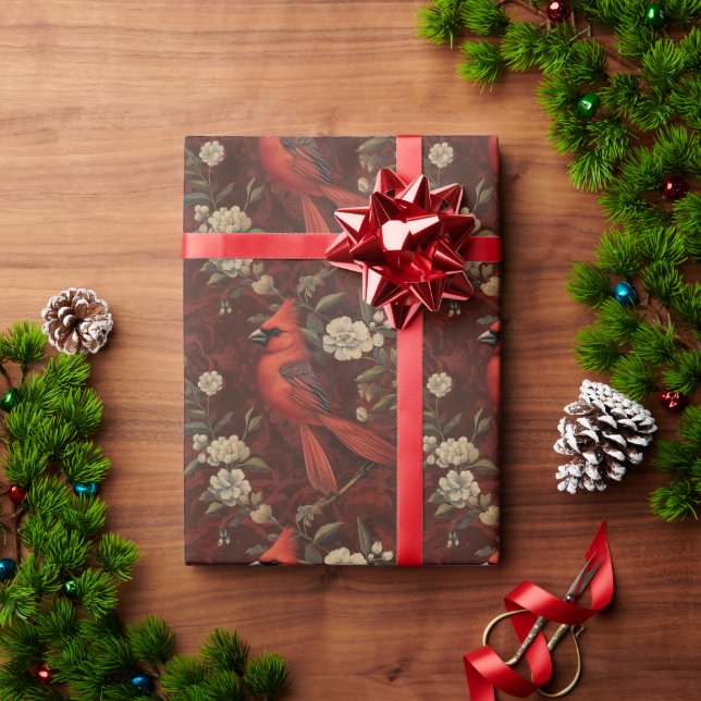 Cardinal Floral Wrapping Paper (Holiday Gift)