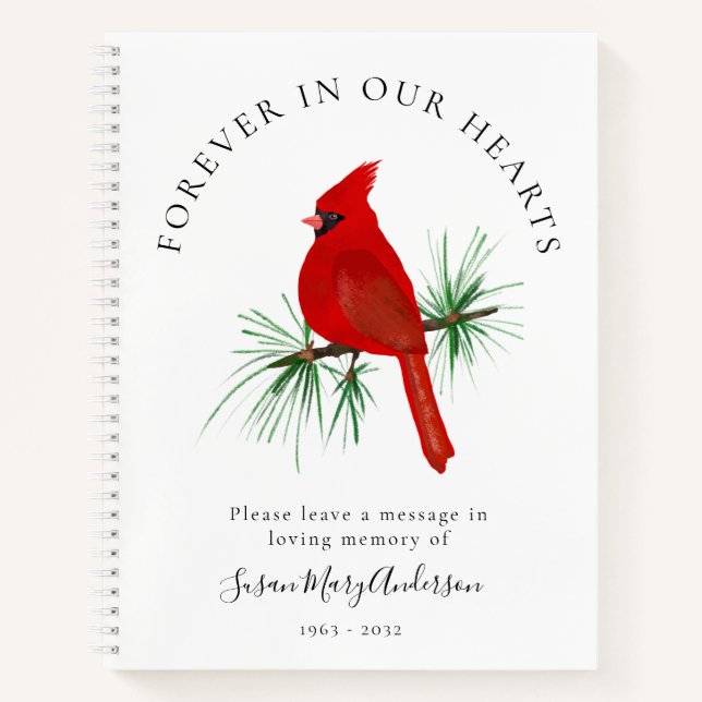 Cardinal Forever in Our Hearts Funeral Guest Book (Front)
