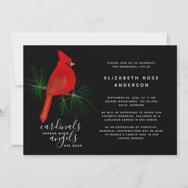 Cardinal Funeral Celebration of Life Invitation (Front)