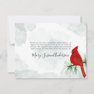 Cardinal Funeral Memorial Sympathy Thank You Card