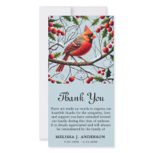 Cardinal Funeral Memorial Sympathy Thank You Card