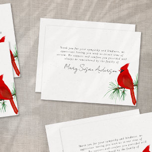 Cardinal Funeral Memorial Thank You Note