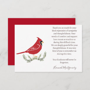 Cardinal Funeral Photo Thank You Card, Sympathy Card