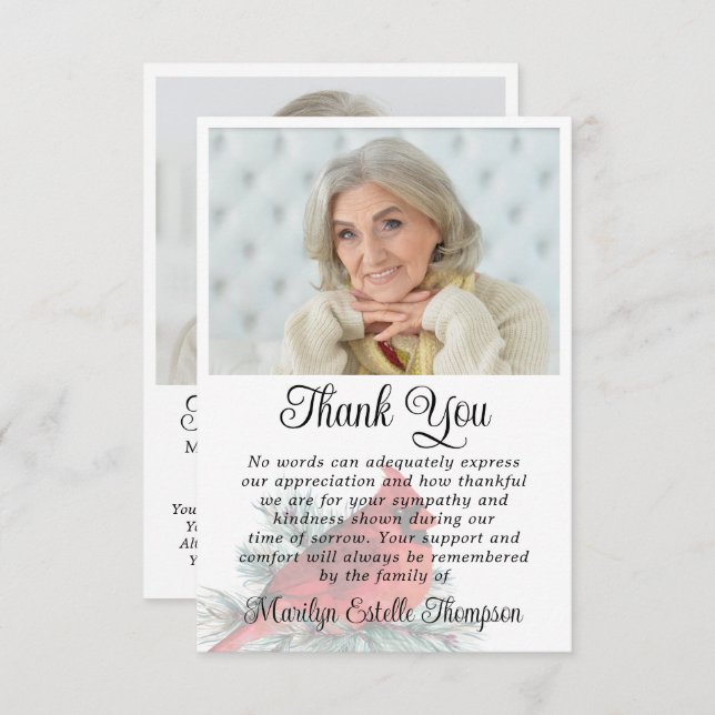 Cardinal Funeral Thank You 2 Photos Memorial (Front/Back)