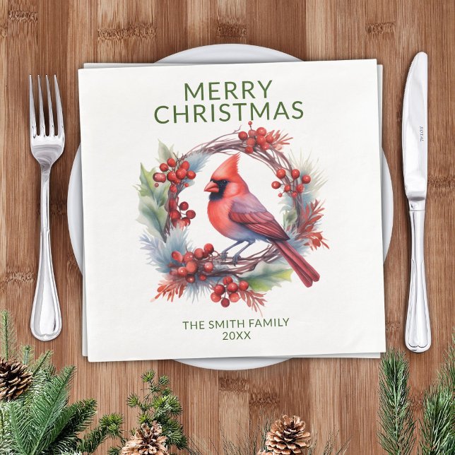 Cardinal Green Christmas Party Napkin (Creator Uploaded)
