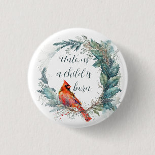 Cardinal Green Gold Holly Greenery Christian Quote 3 Cm Round Badge