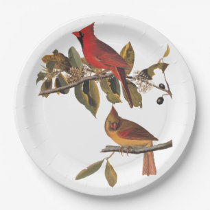 Cardinal Grosbeak Audubon Birds of America Paper Plate