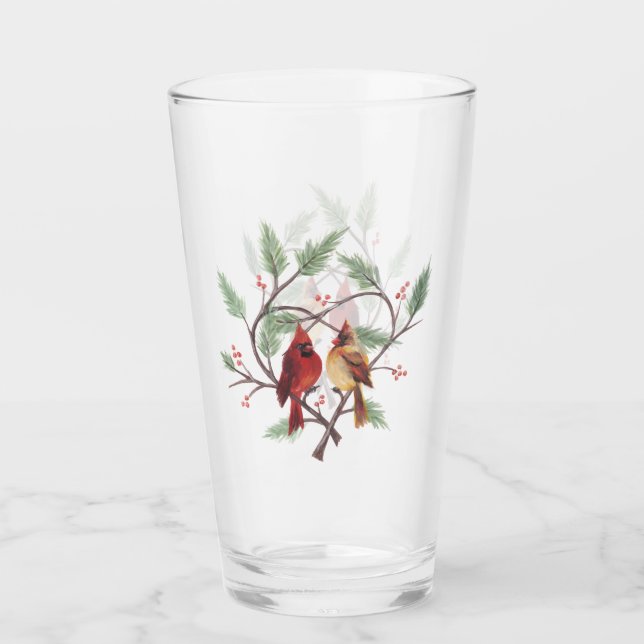 Cardinal Heart Glass Tumbler (Front)