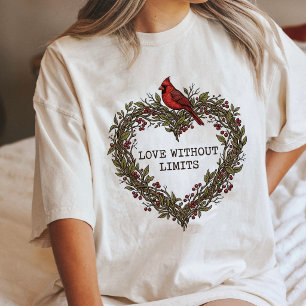 Cardinal Heart Wreath Love Quote Nature Art Tri-Blend Shirt